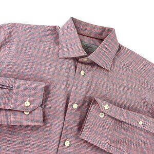 Eton Slim Dress Mens Shirt Red White Blue Checkered Long Sleeve Sweden